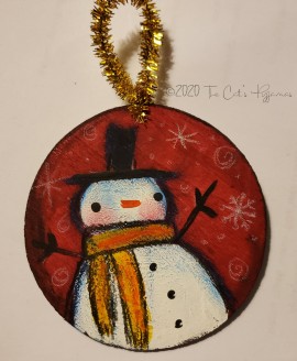 Snowman on Red ornament